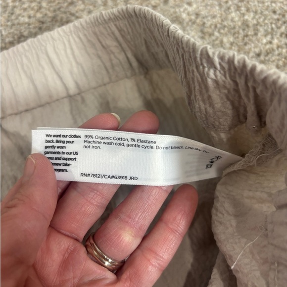 Eileen Fisher Stretch Organic Cotton Crop Pants Wide Leg Large Greige Chalk - Picture 11 of 15